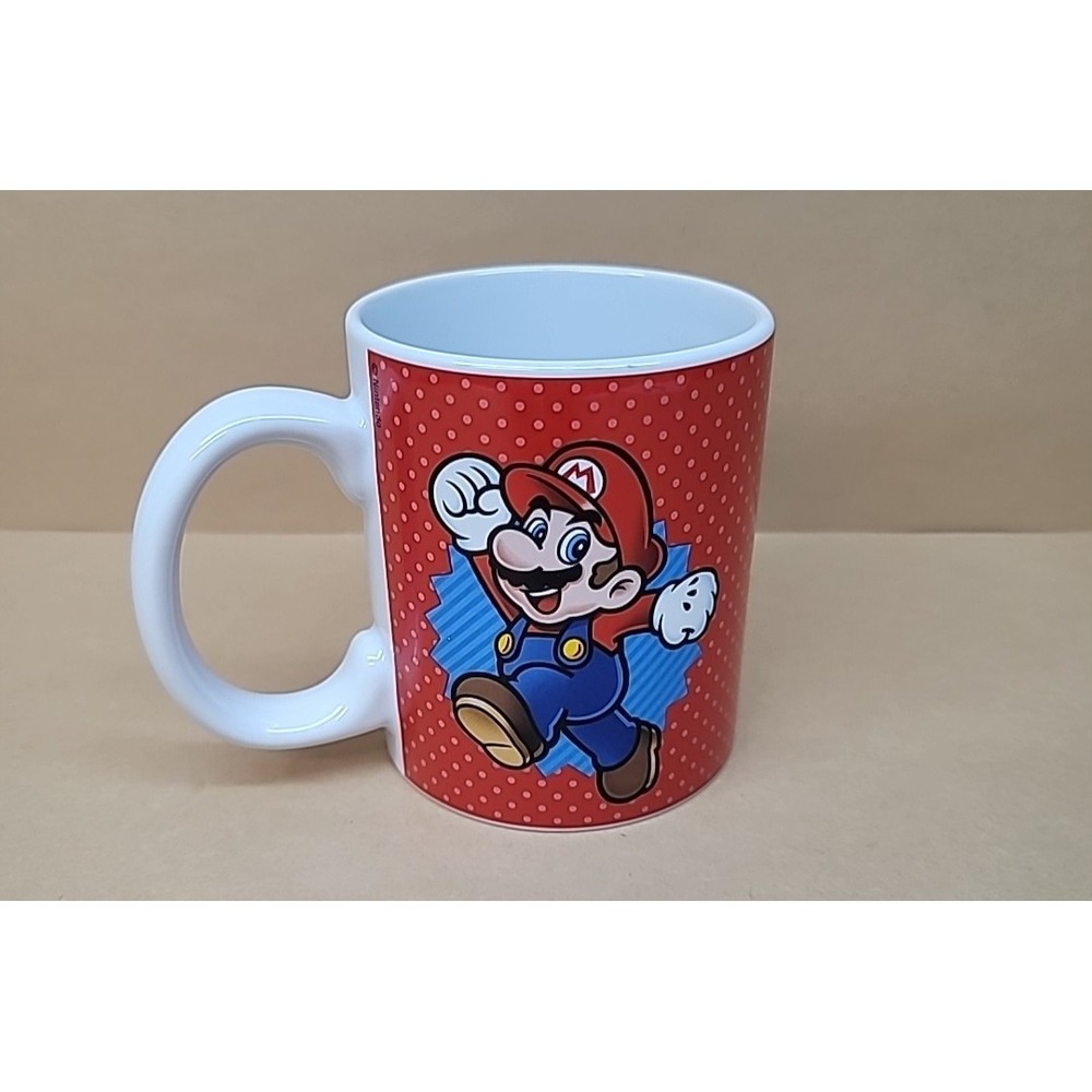 Nintendo Super Mario Bros Luigi/Yoshi/Mario Red Background Coffee Cup/Mug 12oz.